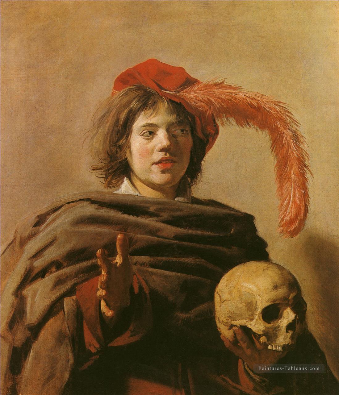 Garçon avec un portrait de Skull Siècle d’or néerlandais Frans Hals Peintures à l'huile